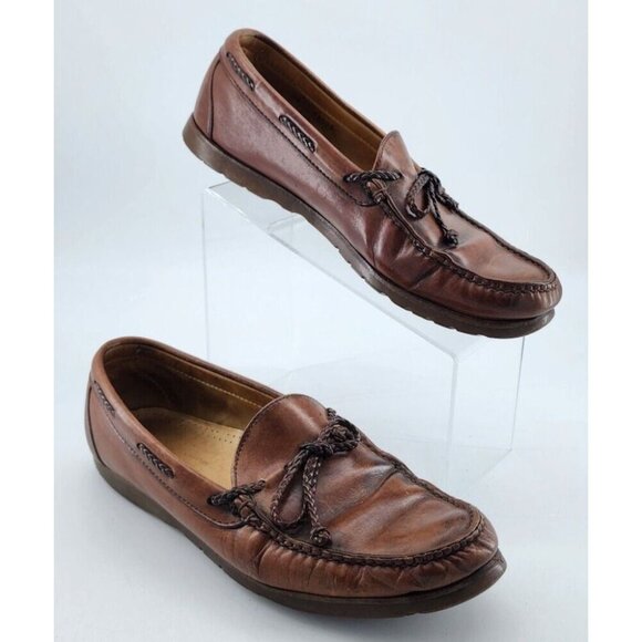 Stubbs and Wootton Palm Beach Brown Leather Boat Shoes Mens Size 10.5 D USA Made